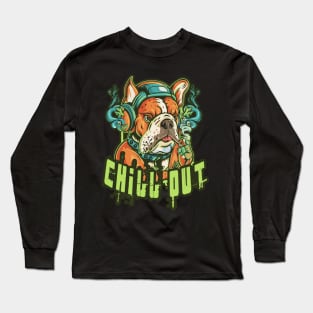 Chill Out: Hip Hop Bulldog Art Piece Long Sleeve T-Shirt